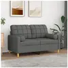 vidaXL Canapé 2 places avec oreillers gris foncé 120 cm tissu