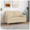 vidaXL Canapé 2 places avec oreillers décoratifs crème 120 cm tissu