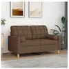 vidaXL Canapé 2 places avec oreillers décoratifs marron 120 cm tissu