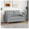 vidaXL Canapé 2 places avec oreillers gris clair 120 cm tissu