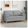 vidaXL Canapé 2 places avec oreillers gris clair 140 cm tissu