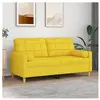 vidaXL Canapé 2 places avec oreillers jaune clair 140 cm tissu