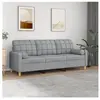 vidaXL Canapé 3 places avec oreillers gris clair 180 cm tissu