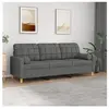 vidaXL Canapé 3 places avec oreillers gris foncé 180 cm tissu