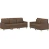 vidaXL Ensemble de canapés 2 pcs avec coussins marron tissu