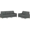 vidaXL Ensemble de canapés 3 pcs avec coussins Gris foncé Tissu
