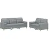 vidaXL Ensemble de canapés 3 pcs avec coussins Gris clair Tissu