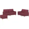vidaXL Ensemble de canapés 2 pcs avec coussins rouge bordeaux tissu