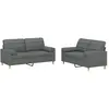 vidaXL Ensemble de canapés 3 pcs coussins gris foncé tissu