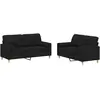 vidaXL Ensemble de canapés 2 pcs avec coussins noir tissu