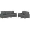 vidaXL Ensemble de canapés 2 pcs avec coussins Gris foncé Tissu