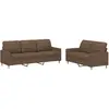 vidaXL Ensemble de canapés 2 pcs avec coussins Marron Tissu