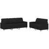 vidaXL Ensemble de canapés 2 pcs avec coussins Noir Tissu