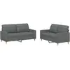 vidaXL Ensemble de canapés 2 pcs avec coussins Gris foncé Tissu