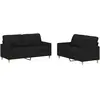 vidaXL Ensemble de canapés 2 pcs avec coussins Noir Tissu