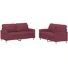 vidaXL Ensemble de canapés 2 pcs avec coussins Rouge bordeaux Tissu
