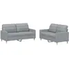 vidaXL Ensemble de canapés 2 pcs avec coussins Gris clair Tissu