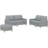 vidaXL Ensemble de canapés 3 pcs avec coussins Gris clair Tissu
