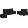 vidaXL Ensemble de canapés 3 pcs avec coussins Noir Tissu