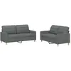 vidaXL Ensemble de canapés 3 pcs avec coussins Gris foncé Tissu