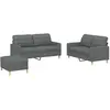vidaXL Ensemble de canapés 2 pcs coussins gris foncé tissu
