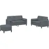 vidaXL Ensemble de canapés 3 pcs avec coussins gris foncé velours