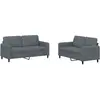 vidaXL Ensemble de canapés 2 pcs gris foncé velours