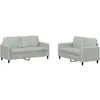 vidaXL Ensemble de canapés 2 pcs gris clair velours