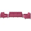 vidaXL Ensemble de canapés 3 pcs rouge bordeaux velours