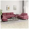 vidaXL Ensemble de canapés 3 pcs rouge bordeaux tissu