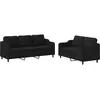 vidaXL Ensemble de canapés 2 pcs avec coussins Noir Tissu