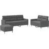 vidaXL Ensemble de canapés 3 pcs coussins gris foncé tissu