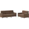 vidaXL Ensemble de canapés 2 pcs avec coussins marron tissu