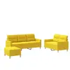 vidaXL Ensemble de canapés 3 pcs avec coussins Jaune clair Tissu