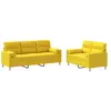 vidaXL Ensemble de canapés 2 pcs avec coussins jaune clair tissu