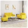 vidaXL Ensemble de canapés 3 pcs avec coussins jaune clair tissu