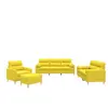 vidaXL Ensemble de canapés 4 pcs avec coussins jaune clair tissu