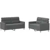 vidaXL Ensemble de canapés 2 pcs avec coussins Gris foncé Tissu