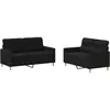 vidaXL Ensemble de canapés 2 pcs avec coussins Noir Tissu