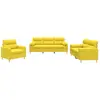 vidaXL Ensemble de canapés 3 pcs avec coussins jaune clair tissu