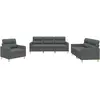 vidaXL Ensemble de canapés 4 pcs coussins gris foncé tissu