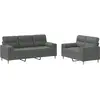 vidaXL Ensemble de canapés 3 pcs avec coussins Gris foncé Tissu