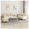 vidaXL Ensemble de canapés 3 pcs avec coussins Crème Tissu