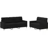 vidaXL Ensemble de canapés 2 pcs avec coussins Noir Tissu