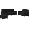 vidaXL Ensemble de canapés 3 pcs avec coussins Noir Tissu