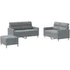 vidaXL Ensemble de canapés 3 pcs avec coussins Gris clair Tissu