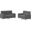 vidaXL Ensemble de canapés 3 pcs avec coussins Gris foncé Tissu