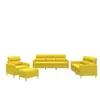 vidaXL Ensemble de canapés 4 pcs avec coussins Jaune clair Tissu