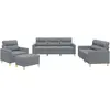 vidaXL Ensemble de canapés 4 pcs avec coussins Gris clair Tissu