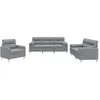 vidaXL Ensemble de canapés 3 pcs coussins gris clair tissu